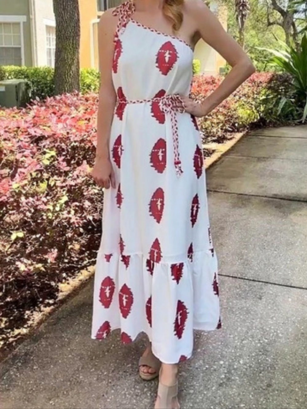 ECOWISH - women's summer one-shoulder maxi dress.